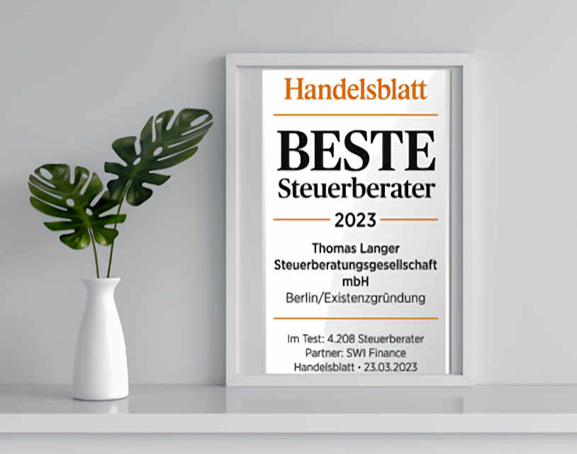 HANDELSBLATT - Best Tax Consultant 2023 Award